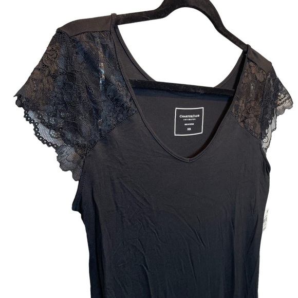 Charter Club Macy's Lace Trim Chemise Nightgown Black XS New - Picture 3 of 7
